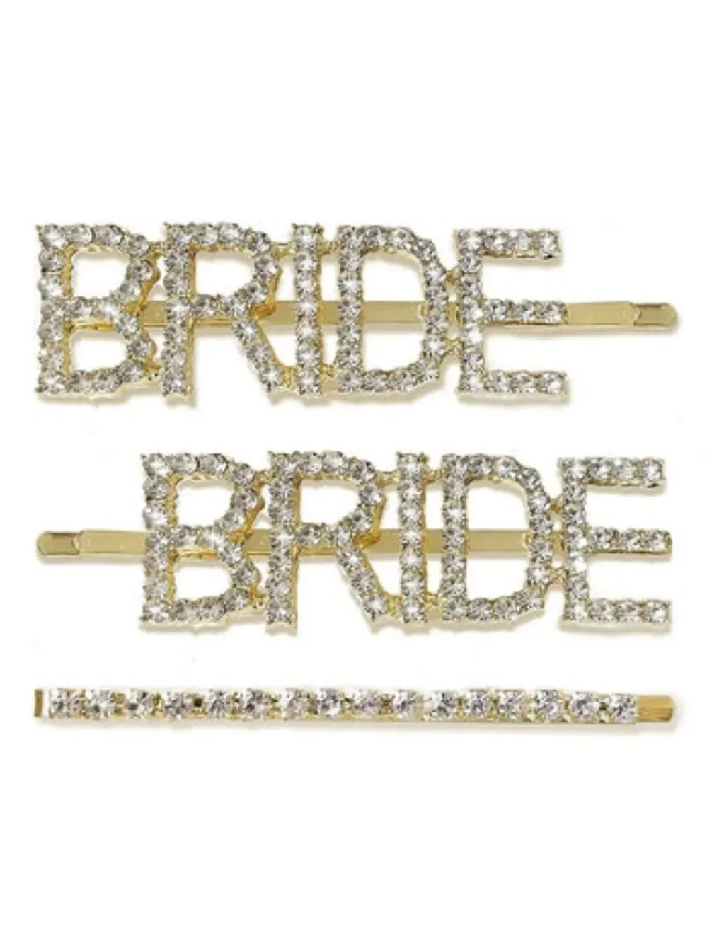 Bride Hair Clip One Size Gold tone 3 piece Set 1488